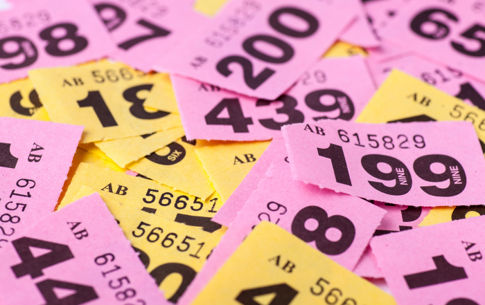 Lots of raffle tichets ready to be drawn