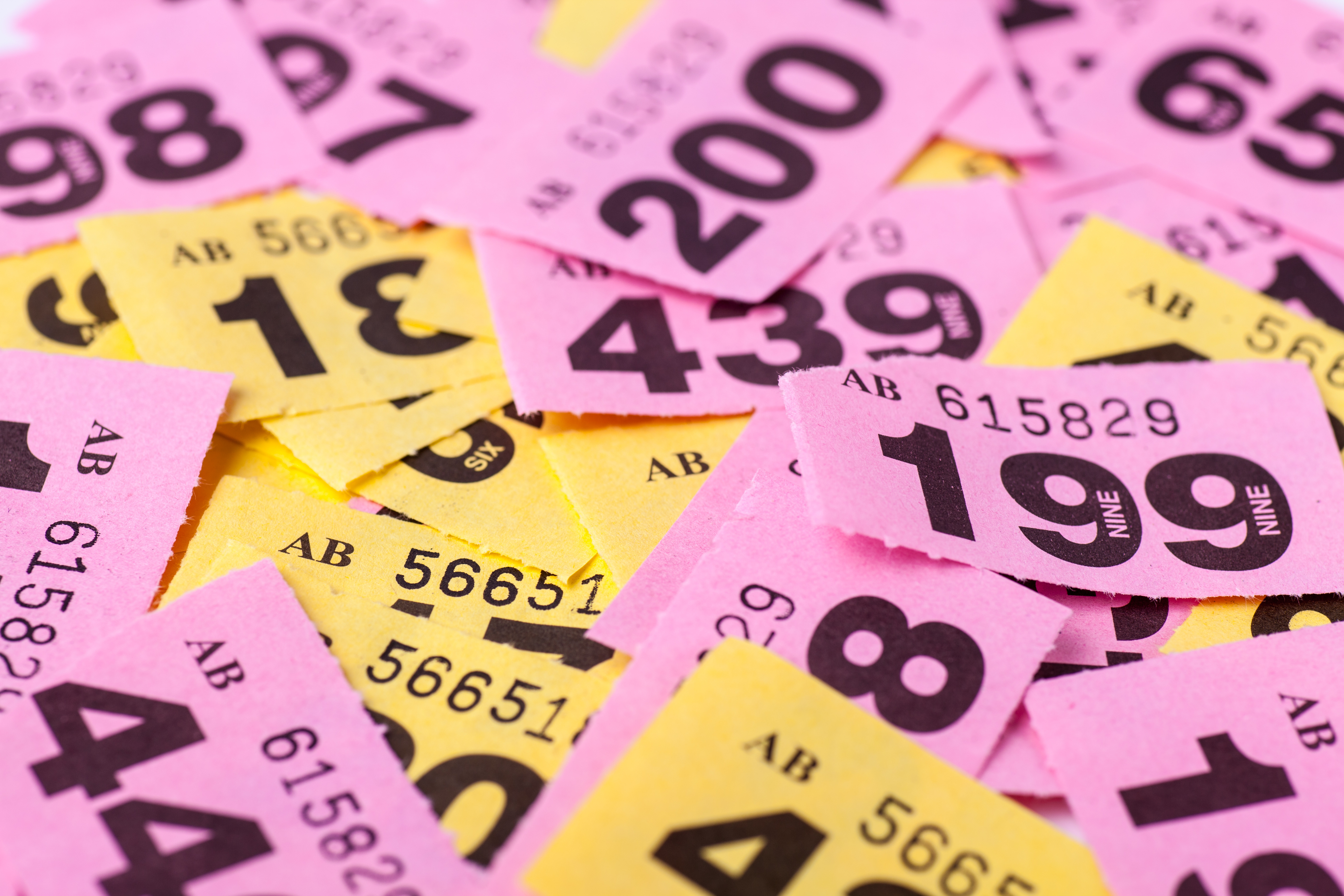 Lots of raffle tichets ready to be drawn
