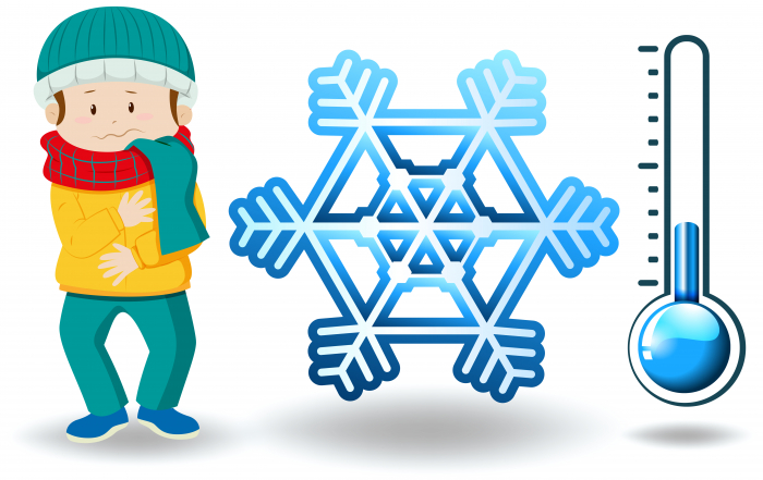 Winter theme with man in winter clothes illustration