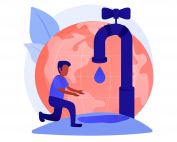 Lack of fresh water abstract concept vector illustration. Drinking water contamination, lack of sanitation service, drought, shortage of fresh water, environmental issue abstract metaphor.